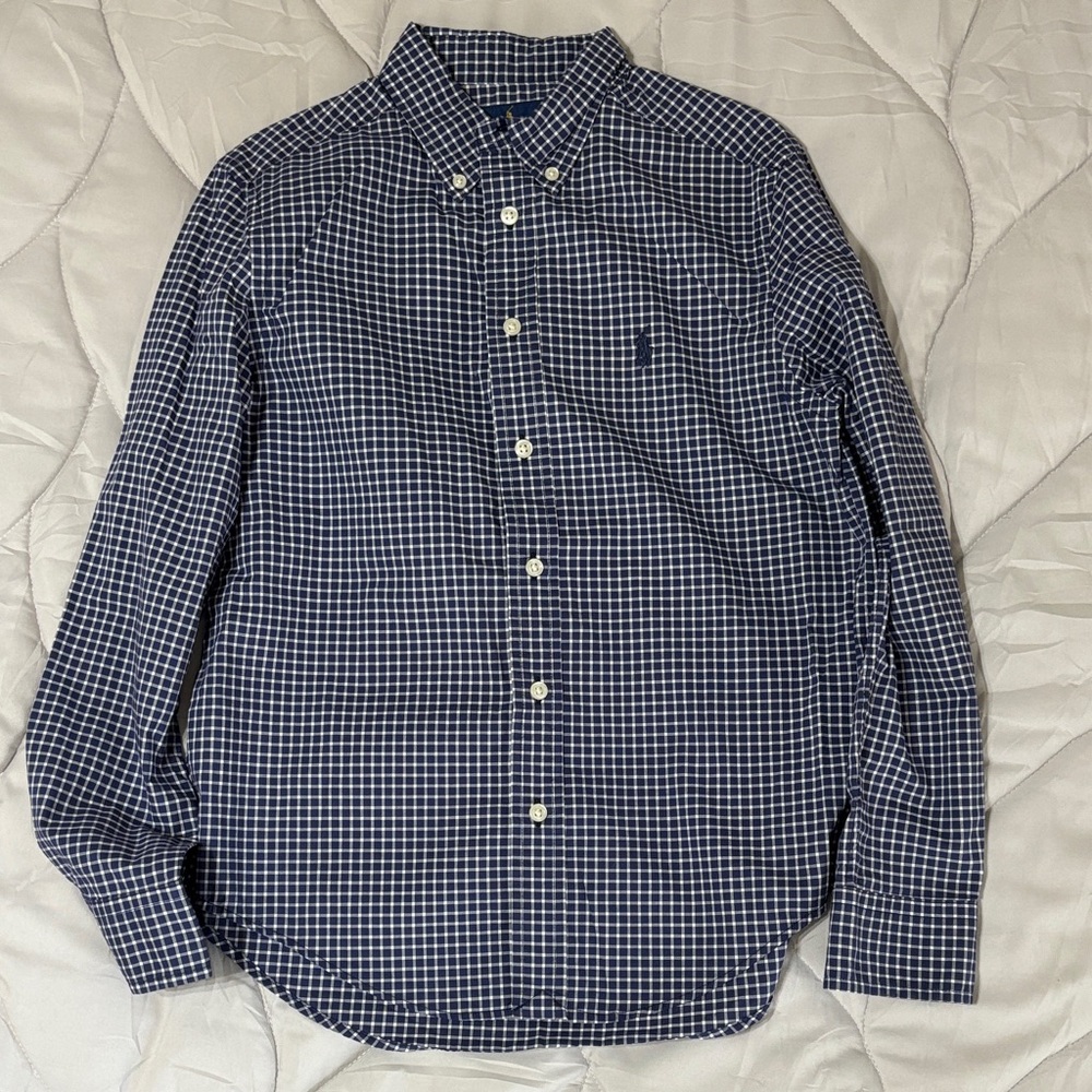 Boys Ralph Lauren Navy Checkered Button-Down Shirt